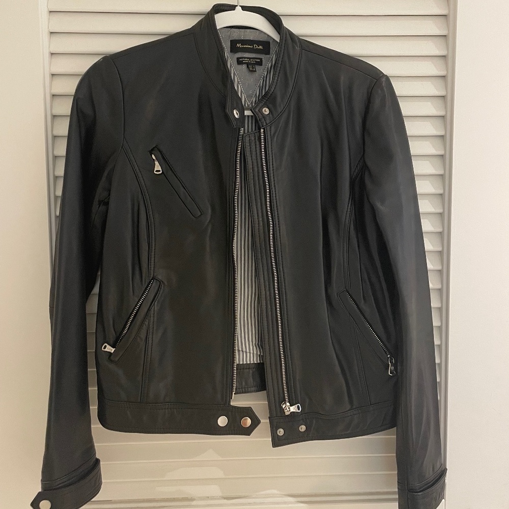 Massimo Dutti | Black Lamb Leather Jacket | Size S - Like New